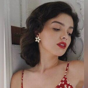 18K Gold Plated Daisy Flower Vintage Earrings